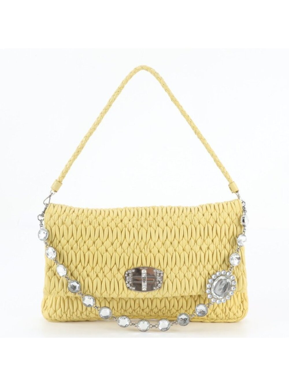 Miu Miu Matelasse Nappa Crystal Leather Shoulder Bag